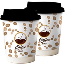 Kuzey Yıldızı Cup 8 Oz Double Wall Coffee Time  Siyah Kapaklı Karton Bardak 50 Adet