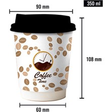 Kuzey Yıldızı Cup 8 Oz Double Wall Coffee Time  Siyah Kapaklı Karton Bardak 50 Adet