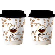 Kuzey Yıldızı Cup 8 Oz Double Wall Coffee Time  Siyah Kapaklı Karton Bardak 50 Adet