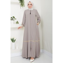 Çizgi Detaylı bej Rengi Ferace HM2035