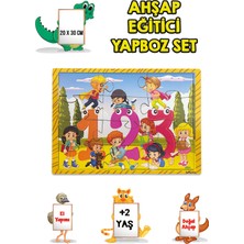 Hediyelen 3 Lü Set Eğitici Ahşap Yapboz Puzzle 12 Parçalı Oyuncak +2 Yaş Uzay - Sayılar - Arabalar