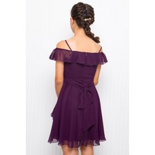 Modaviki Askılı Şifon Çocuk Abiye Mor MDV356