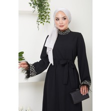 Taş Detaylı Abiye Elbise Siyah HM22464