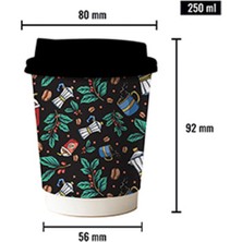 Kuzey Yıldızı Cup 8 Oz Double Wall Siyah Materyaller Siyah Kapaklı Karton Bardak 25 Adet