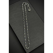 Frnch 925 Ayar Gümüş Italyan Model Zirkon Taşlı Gümüş Renk Erkek Kolye FRJ30768-868-L