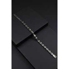 Frnch 316L Çelik Italyan Model Zirkon Taşlı Gümüş-Altın Renk Erkek Bileklik FRJ12268-3268-G