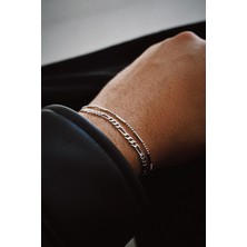 Frnch 925 Ayar Gümüş Italyan Model Gümüş Renk Erkek Bileklik Set FRJ12354-3354-A