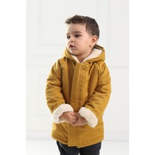 Cuckoo Cotton Erkek Çocuk Kız Çocuk Mont Kaban Peluş Polar Astarlı Kapüşonlu Gabardin Kumaş Sarı