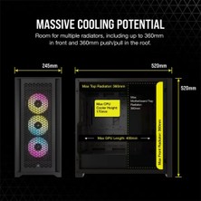 Corsaır Icue 5000D Rgb Aırflow Mid-Tower Case, Siyah (CC-9011242-WW)