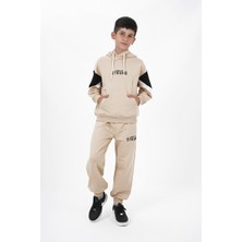 Erkek Çocuk Iki Ip Kumaş Baskılı Kapüşonlu Eşofman Takımı