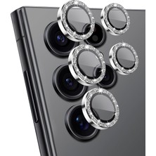 Ukscase Samsung Galaxy S24 Ultra Taşlı Kamera Lens Koruyucu Alüminyum Alaşım Cam