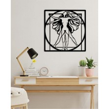 Artroya Modern Vitruvius Metal Duvar Tablosu - Ev Duvar Dekorasyonu - 60 x 60 cm -Siyah - ARTS-018