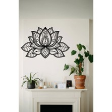 Artroya 3D Lotus Metal Duvar Tablosu - Ev Duvar Dekorasyonu - 68 x 44 cm -Gümüş - ARTS-335SILVER