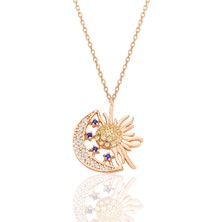 Söğütlü Silver Gümüş Rose Zirkon Taşlı Gece Gündüz Kolye SGTL12591ROSE