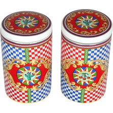 Luckyart Odessa Desenli Bone China Porselen 2 Li Kavanoz Seti 750 ml