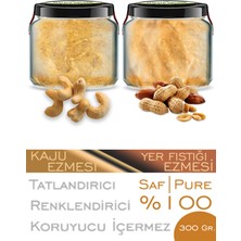 Zencefil Organik 2 Çeşit Saf Ezme Kaju Ezmesi Yer Fıstığı Ezmesi Cam Kavanoz 330 cc