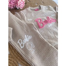 Limoon Kız Çocuk Kaşkorse Likralı Barbie Nakış-Baskılı Ispanyol Paça Takım