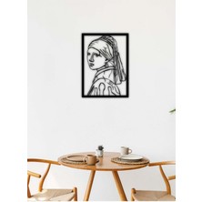 Artroya Modern Inci Küpeli Kız Metal Duvar Tablosu - Ev Duvar Dekorasyonu - 72 x 50 cm -Siyah - ARTS-020