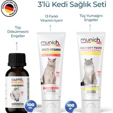 Munich Vet Kedi 3'lü Seti Tüy Sağlığı Damlası + Malt Pasta + Multi Vitamin Pasta Munich Set