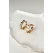 Modex Halka Zirkon Taşlı Renkli Taş Detaylı Küpe(Ölçü:2cm)