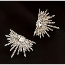 SE Jewellery Gümüş Renk Zirkon Taş Detaylı Şık Küpe