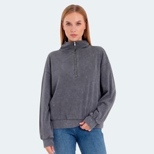 Slazenger VIEWER Kadın Oversize Sweatshirt Koyu Gri