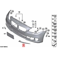 Tampon Izgarası Ön Kaplama : L ( Modern ) Bmw F10 LCI-F11 LCI-F18 Lcı Bm 14-17 (Oem No: Bmw 51117331767)