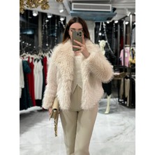 Melinda Şal Yaka Kürk Kısa Kaban Krem