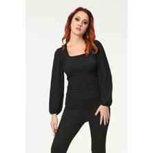 Bigdart Big Dart Uzun Kollu Bluz  - Siyah Siyah - 40