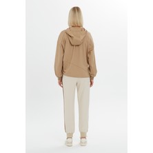 GIZIA Büzgülü Kapüşonlu Uzun Kollu Bej Sweatshirt
