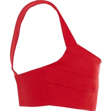 GIZIA Askılı V Yaka Kırmızı Crop