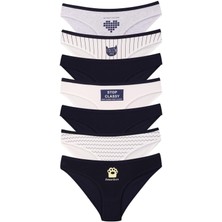 Dominant Kadın Lacivert Beyaz Pamuklu Likralı Külot 7 Li Paket 37000-472