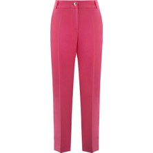 Arka Bel Lastikli Önü Metal Düğmeli Pembe Havuç Pantolon