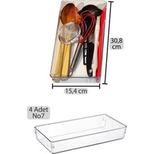 Color House 4 Adet Kepçelik Organizer Şeffaf Çekmece Içi Düzenleyici  ( 30,8 cm * 15,4 cm X4 Adet )