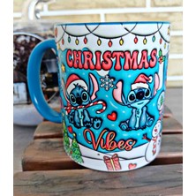 Mugs And Love Stitch Yılbaşı Partisi Md3 3D Baskı Porselen Kupa