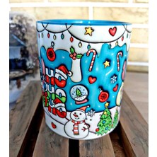 Mugs And Love Stitch Yılbaşı Partisi Md3 3D Baskı Porselen Kupa