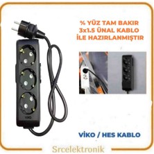 Viko Multi-Let 3'lü Siyah (12 ile 40 Metre Arası) Topraklı Çocuk Korumalı Uzatma ( 3x1.5 Tam Bakır) Ttr Kablo HO5VV-F