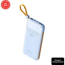 Rosstech RS-500 20.000MAH 22.5W Pd Powerbank Dijital Ekranlı 6 Portlu Dahili Çift Kablolu