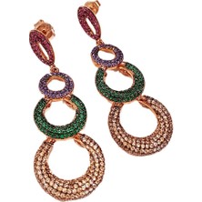 Defne Silver Mixcolor Halkalı Lüx Küpe