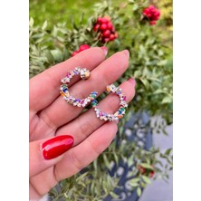 Defne Silver Mixcolor Baget Küpe