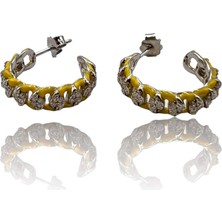 Mineli Taşlı Halka Küpe