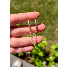 Defne Silver Ikili Taşlı Zincir Küpe