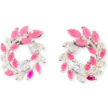 Defne Silver Pembe Taşlı Sarmal Küpe