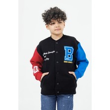 Dmb Boys & Girls 4-14 Yaş Saks Mavi Şardonlu Erkek Çocuk Kolej Ceket Kalın Kumaşlı Günlük Stil
