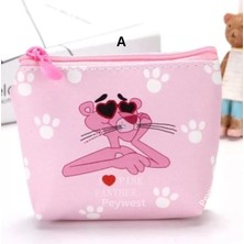 Peywest Pink Panther Kore Tarzı Mini 12Cmx10Cm Bozuk Para Cüzdanı Fermuarlı Küçük Kadın Cüzdanı