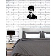 Artroya Atatürk Hatırası Metal Duvar Tablosu - Ev Duvar Dekorasyonu - 52 x 40 cm -Siyah - ATA-029