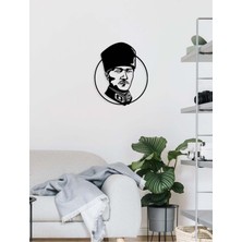 Artroya Atatürk Sanatı Metal Duvar Tablosu - Ev Duvar Dekorasyonu - 60 x 51 cm -Siyah - ATA-027