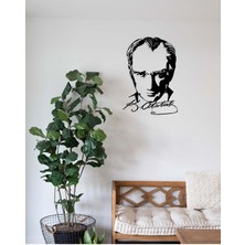 Artroya Atatürk Heykeli Metal Duvar Tablosu - Ev Duvar Dekorasyonu - 70 x 40 cm -Siyah - ATA-007