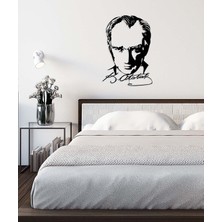 Artroya Atatürk Heykeli Metal Duvar Tablosu - Ev Duvar Dekorasyonu - 70 x 40 cm -Siyah - ATA-007