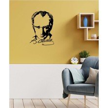 Artroya Atatürk Heykeli Metal Duvar Tablosu - Ev Duvar Dekorasyonu - 70 x 40 cm -Siyah - ATA-007